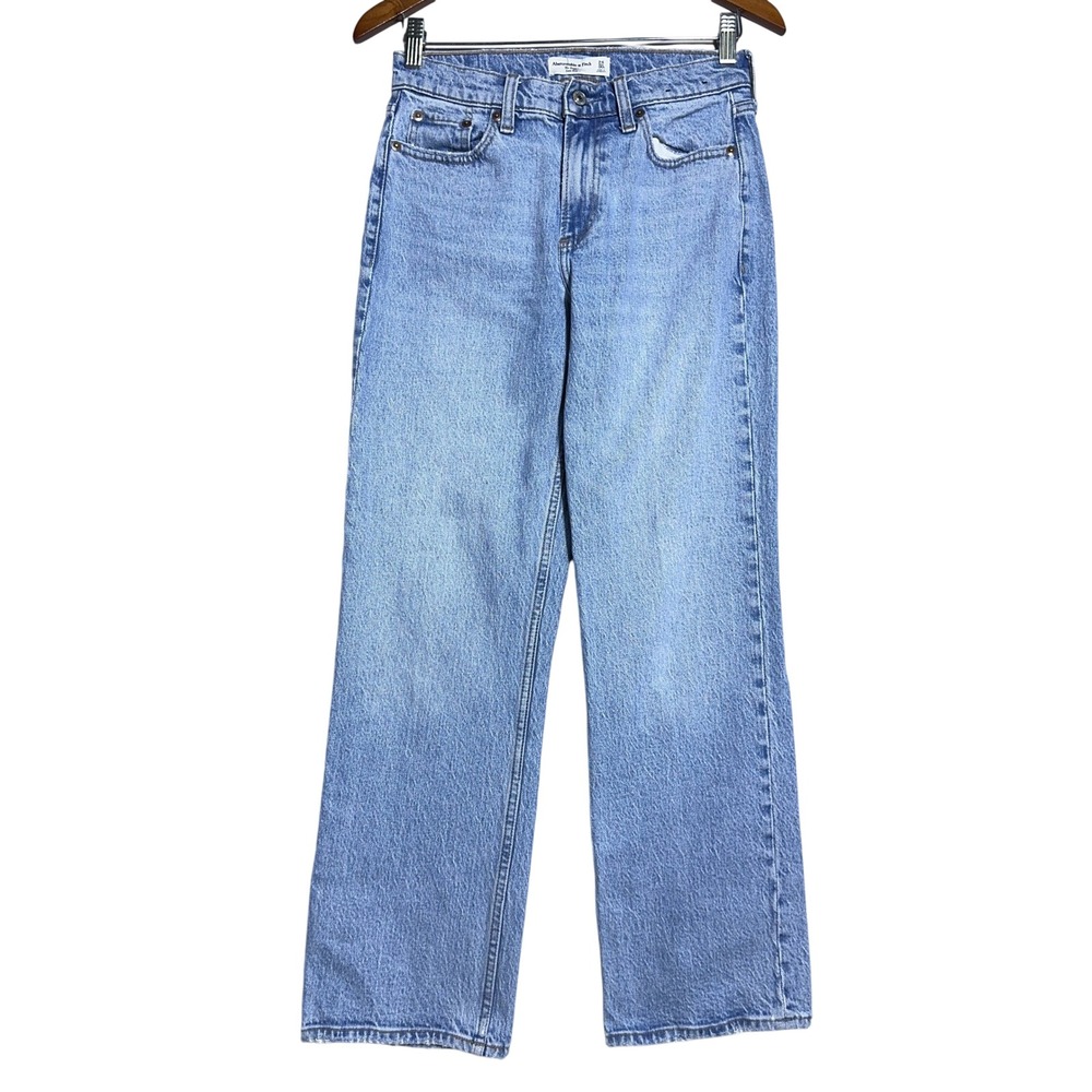 Abercrombie & Fitch Low Rise Baggy Jeans Womens Size 24 Curve Love Blue Boho